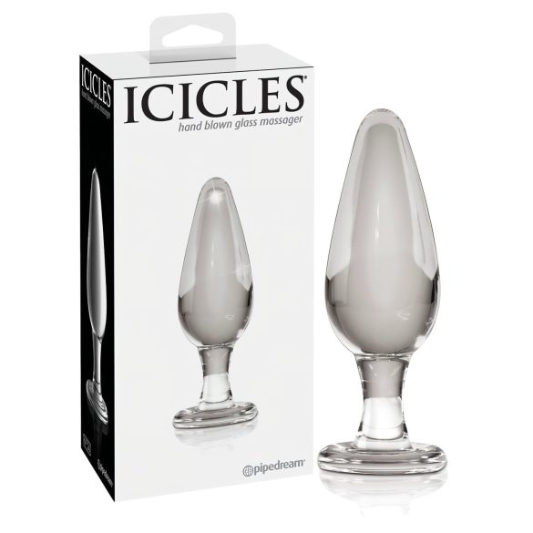 Icicles No. 26 - kúpos, üveg anál plug (áttetsző)