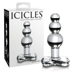   Icicles No. 47 - tripla gyöngyös, üveg anál plug (áttetsző)