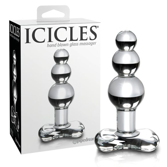 Icicles No. 47 - tripla gyöngyös, üveg anál plug (áttetsző)