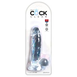 King Cock Clear 7 - tapadótalpas, herés dildó (18cm)