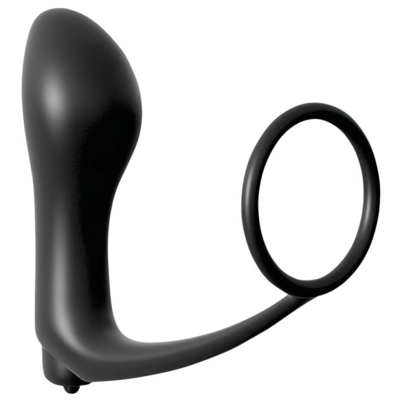 Analfantasy - ujj anál vibrátor péniszgyűrűvel (fekete)