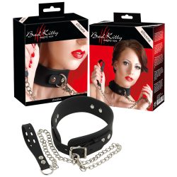 Bad Kitty - szilikon nyakörv és póráz (fekete)