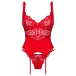 / Obsessive Amor Cherris - harisnyatartós csipke szett (piros)