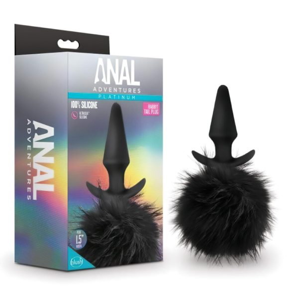 Anal Adventures Platinum - anál plug nyuszifarokkal (fekete)