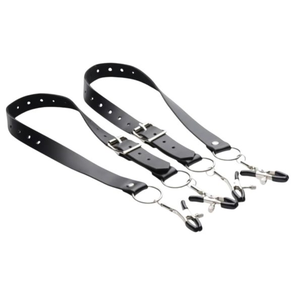 XR Brands - szeméremajak-széthúzó csipeszek (fekete)