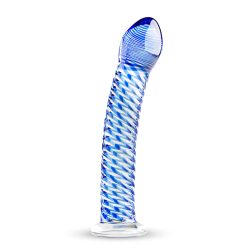 Gildo Glass No. 5 - spirál üveg dildó (átlátszó-kék)