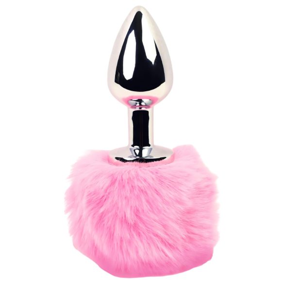 / FEELZTOYS - fém anál plug nyuszifarokkal (ezüst-pink)