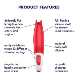 Satisfyer Power Flower - akkus, vízálló vibrátor (piros)