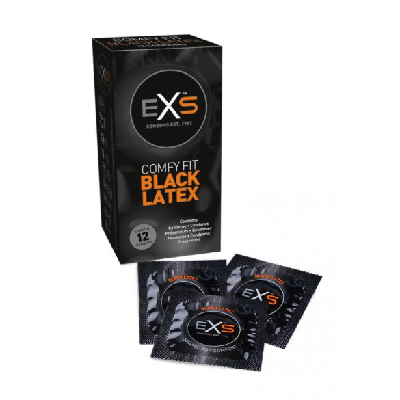 EXS Black - latex óvszer - fekete (12 db)