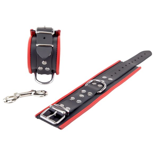 Bőr bokakötők – fekete-piros prémium érzékiség