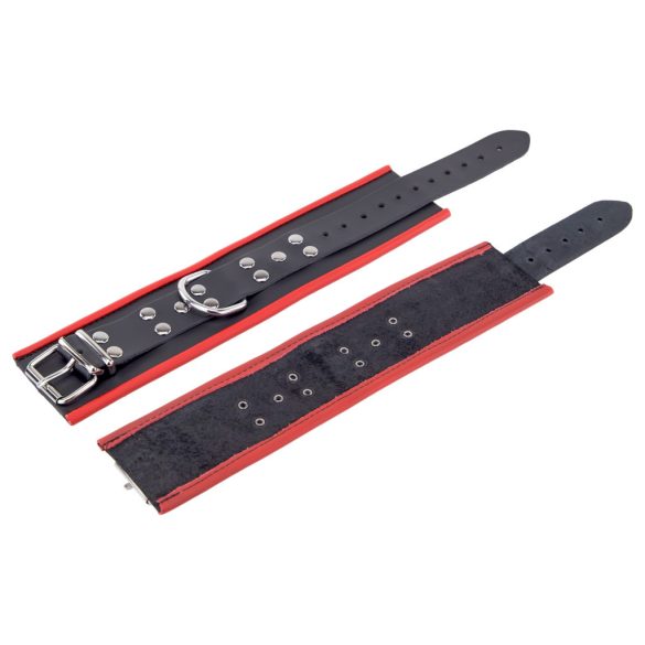 Bőr bokakötők – fekete-piros prémium érzékiség