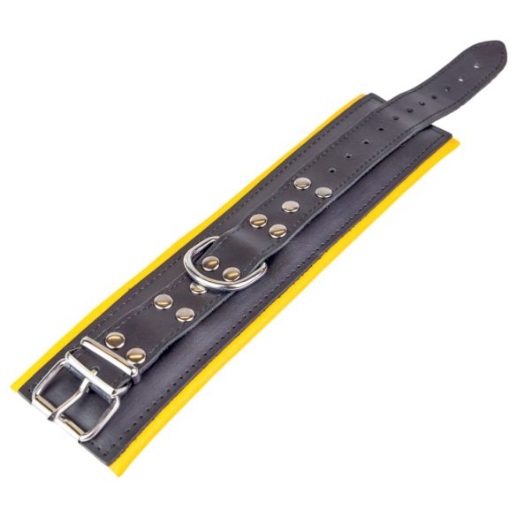 Párnázott bőr lábfogó - fekete/sárga prémium kiegészítő