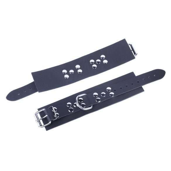 Prémium fekete bőr bilincsek – érzéki izgatás érdekében