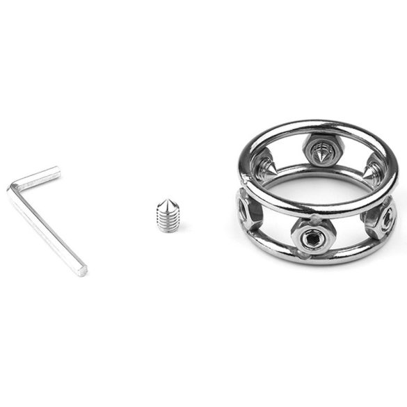 Fém péniszgyűrű acél tüskékkel - prémium vágyfokozó