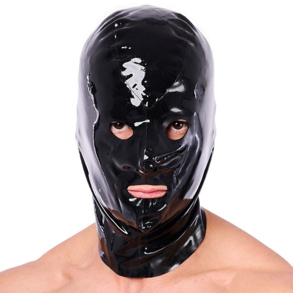 Xrub latex kapucnis maszk – prémium latex élmény fekete színben