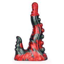 Bukolix – prémium fekete-piros dildó 16 x 5 cm