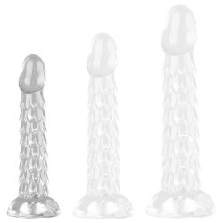   Átlátszó E-csészés Műpénisz – 15,5 x 3,5 cm prémium érzés