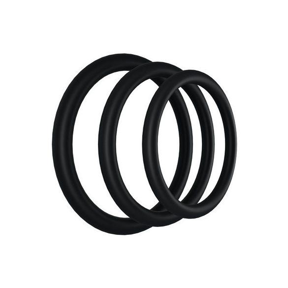 Prémium fekete gumi péniszgyűrű szett – 3 darabos