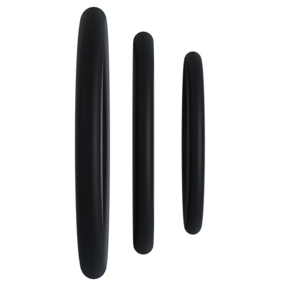 Prémium fekete gumi péniszgyűrű szett – 3 darabos