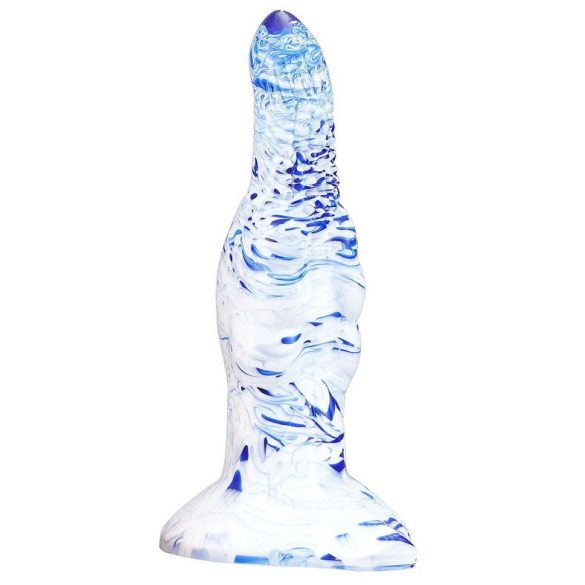 Skurix – prémium fehér-kék dildó 19 cm hosszú