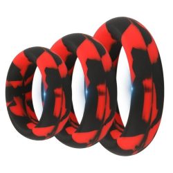 Silimix 3 darabos péniszgyűrű készlet, piros-fekete