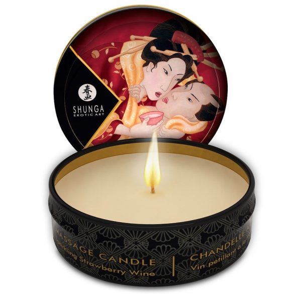 SHUNGA Mini Caress – eper és cava masszázsgyertya 30 ml