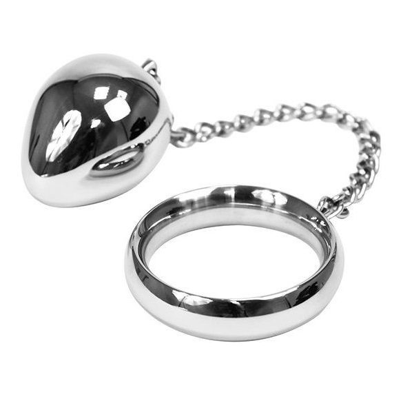 METAL HARD – fém péniszgyűrű lánccal és golyóval