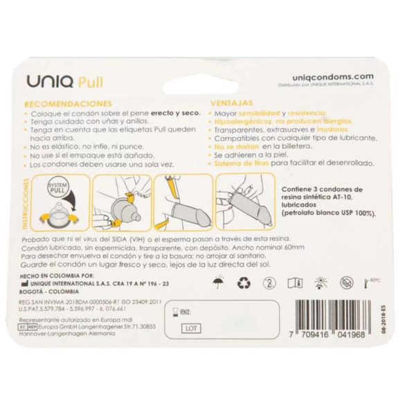 UNIQ – latexmentes óvszer csíkokkal, 3 db-os kiszerelés