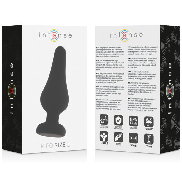 INTENSE – prémium anális dugó fekete szilikon, 13 cm