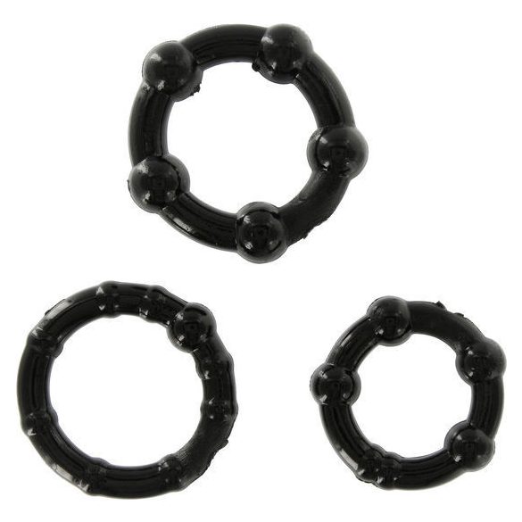 SEVEN CREATIONS – három fekete péniszgyűrű szett