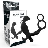 ADDICTED TOYS – fekete análplug dupla péniszgyűrűvel