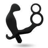 ADDICTED TOYS – fekete análplug dupla péniszgyűrűvel