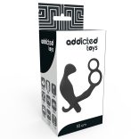 ADDICTED TOYS – fekete análplug dupla péniszgyűrűvel