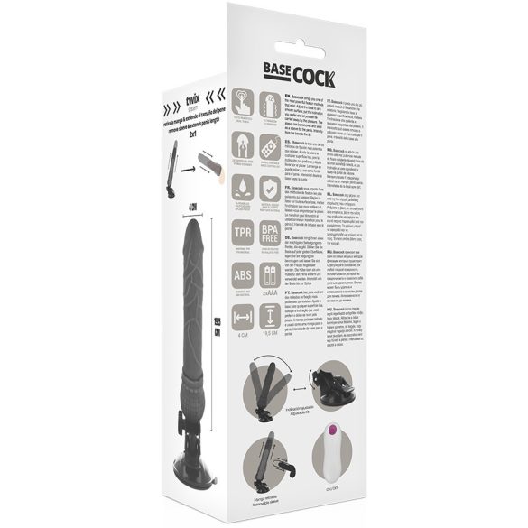 BASECOCK – valósághű vibrátor távirányítóval, 19,5 cm