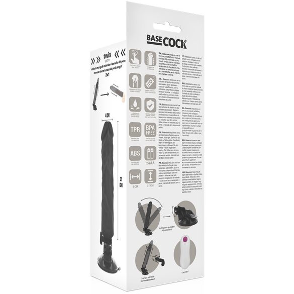 BASECOCK – realisztikus vibrátor távirányítóval, 21 cm