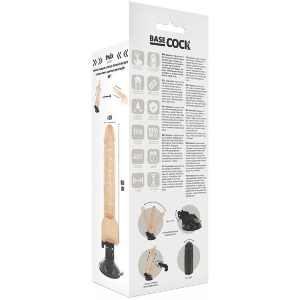 BASECOCK – valósághű vibrátor távirányítóval, 18,5 cm