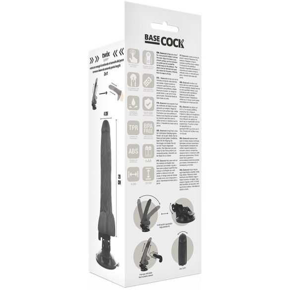 BASECOCK – valósághű fekete vibrátor távirányítóval 20 cm