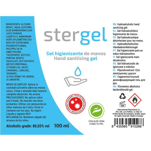 Stergel - Aloe Vera hidratáló kézfertőtlenítő 100ml