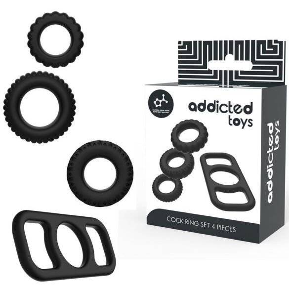ADDICTED TOYS - prémium péniszgyűrű szett 4 darabos