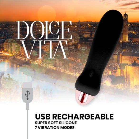 DOLCE VITA – újratölthető, 7 sebességes vibrátor fekete színben
