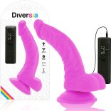 DIVERSIA – rugalmas vibráló dildó, 21,5 cm, lila