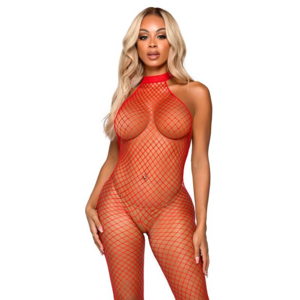 LEG AVENUE – érzéki bodystocking piros színben, egy méret