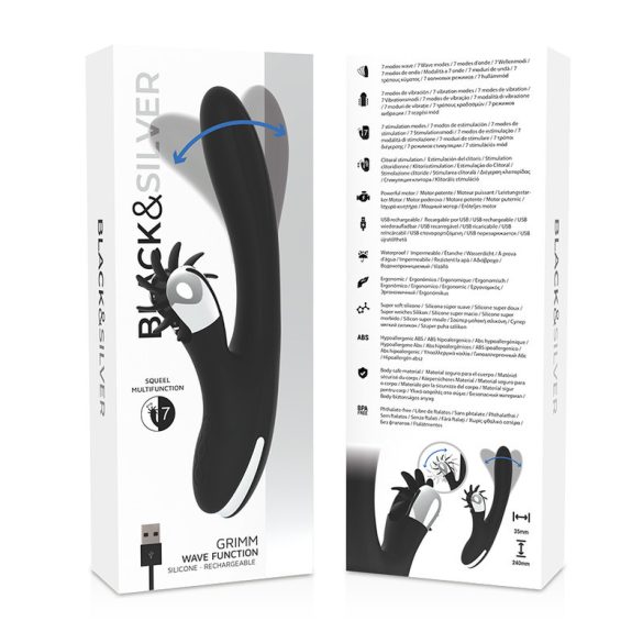 BLACK&SILVER - érzéki nyuszi vibrátor hullámzó funkcióval