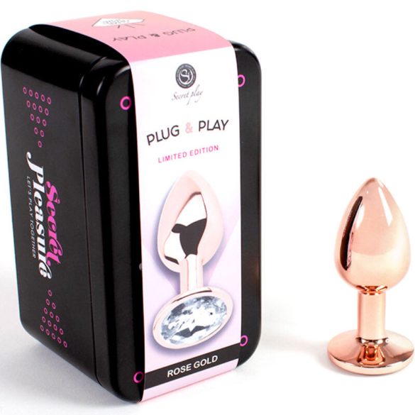 SECRETPLAY – elegáns, rozé arany kis fém anális plug 7 cm