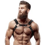 Fetish kötelék – férfi öko-bőr mellheveder tüskékkel