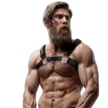 Fetish kötelék – férfi öko-bőr mellheveder tüskékkel