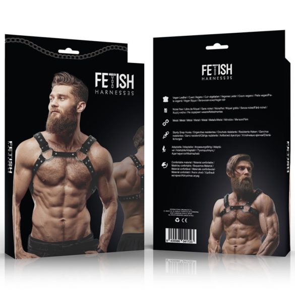 Fetish kötelék – férfi öko-bőr mellheveder tüskékkel