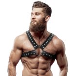 Fetish Submissive - férfi eco-bőr mellheveder szegecsekkel