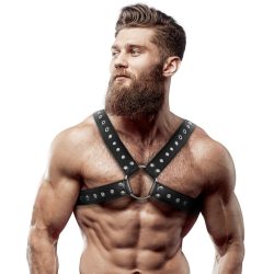 Fetish Submissive - férfi eco-bőr mellheveder szegecsekkel