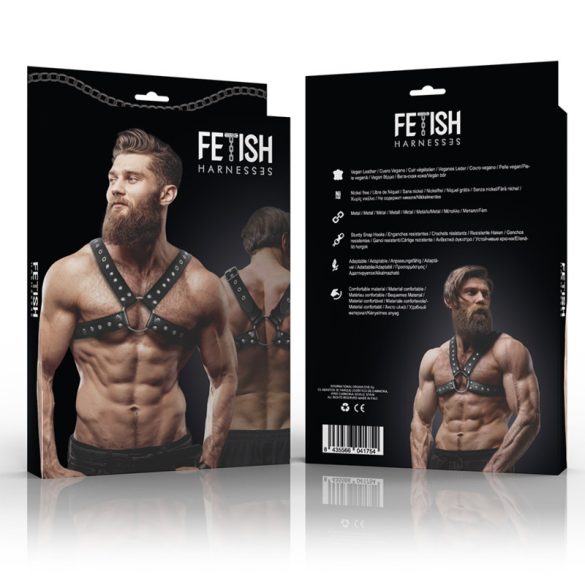 Fetish Submissive - férfi eco-bőr mellheveder szegecsekkel